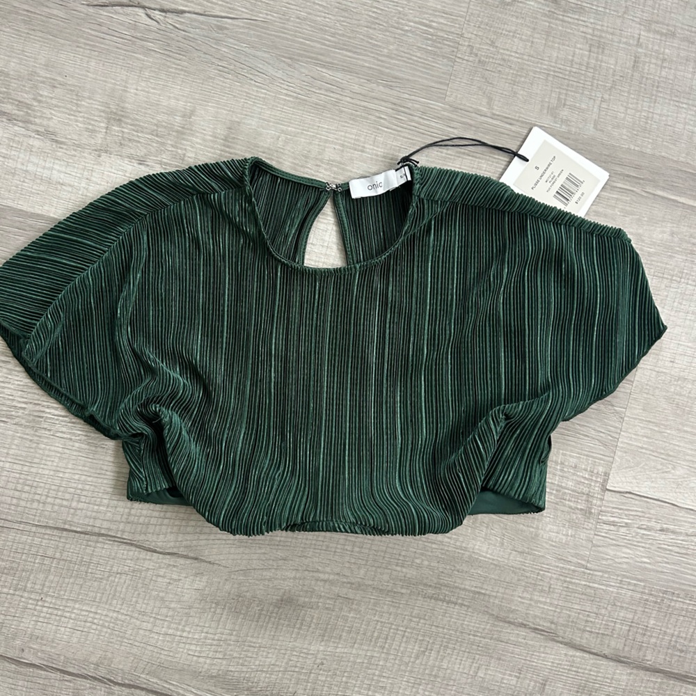 NWT Onia plisse Green Crop Top